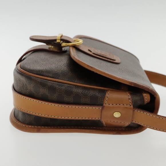 CELINE Macadam Canvas Shoulder Bag Pvc Leather Brown Gold - Picture 4 of 16